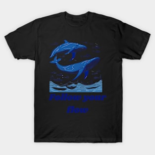 Blue Whale Sailing In The Sea T-Shirt